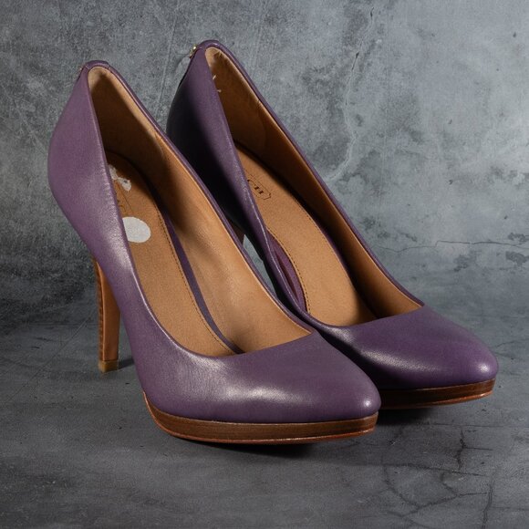 Coach Women's Heels CAYA Semi Matte Calf Color Violet, Size 9.5 - Picture 1 of 14